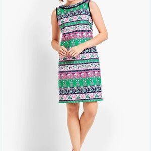 Talbots navy/green/pink fringed sheath dress size 6